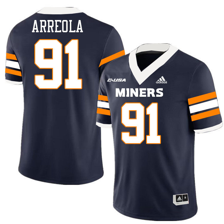 #91 Carlos Arreola UTEP Jersey,UTEP Miners College Football Jersey,Uniforms-Navy